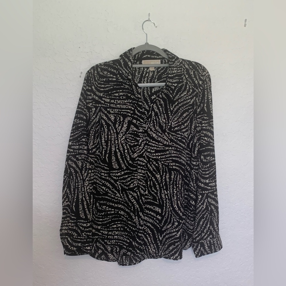 Michael Kors Black and White Patterned Top